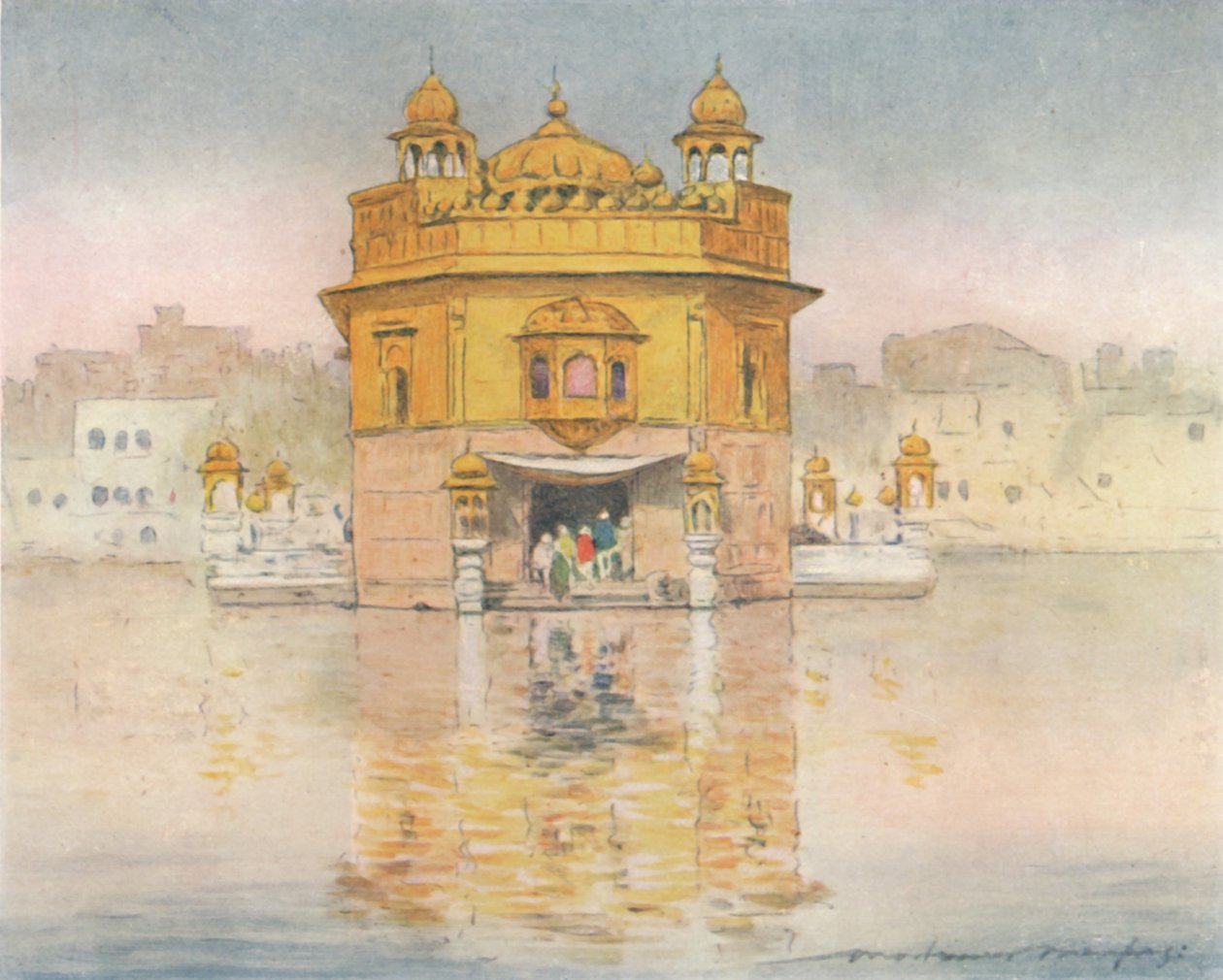 Złota Świątynia, Amritsar, 1905 autorstwa Mortimer Ludington Menpes
