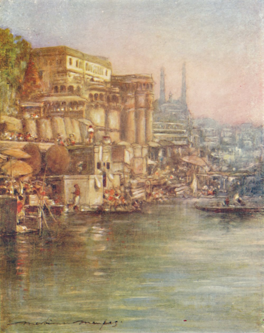Nabrzeże rzeki, Benares, 1905 autorstwa Mortimer Ludington Menpes
