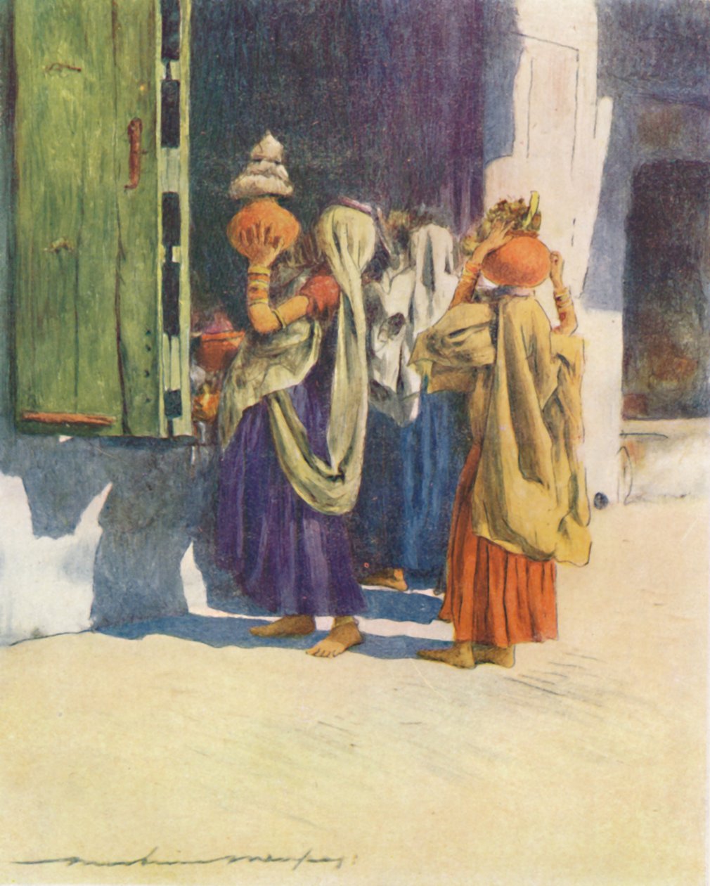 Woźnice wodne w Nutha, 1905 autorstwa Mortimer Ludington Menpes