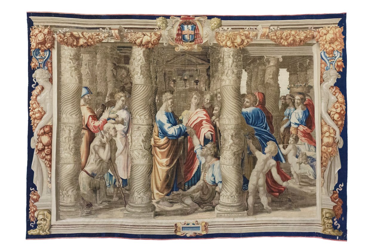 Święty Piotr uzdrawia kalekę, ok. 1630 (gobelin na rycinach Rafaela) autorstwa Mortlake Tapestry Manufactory