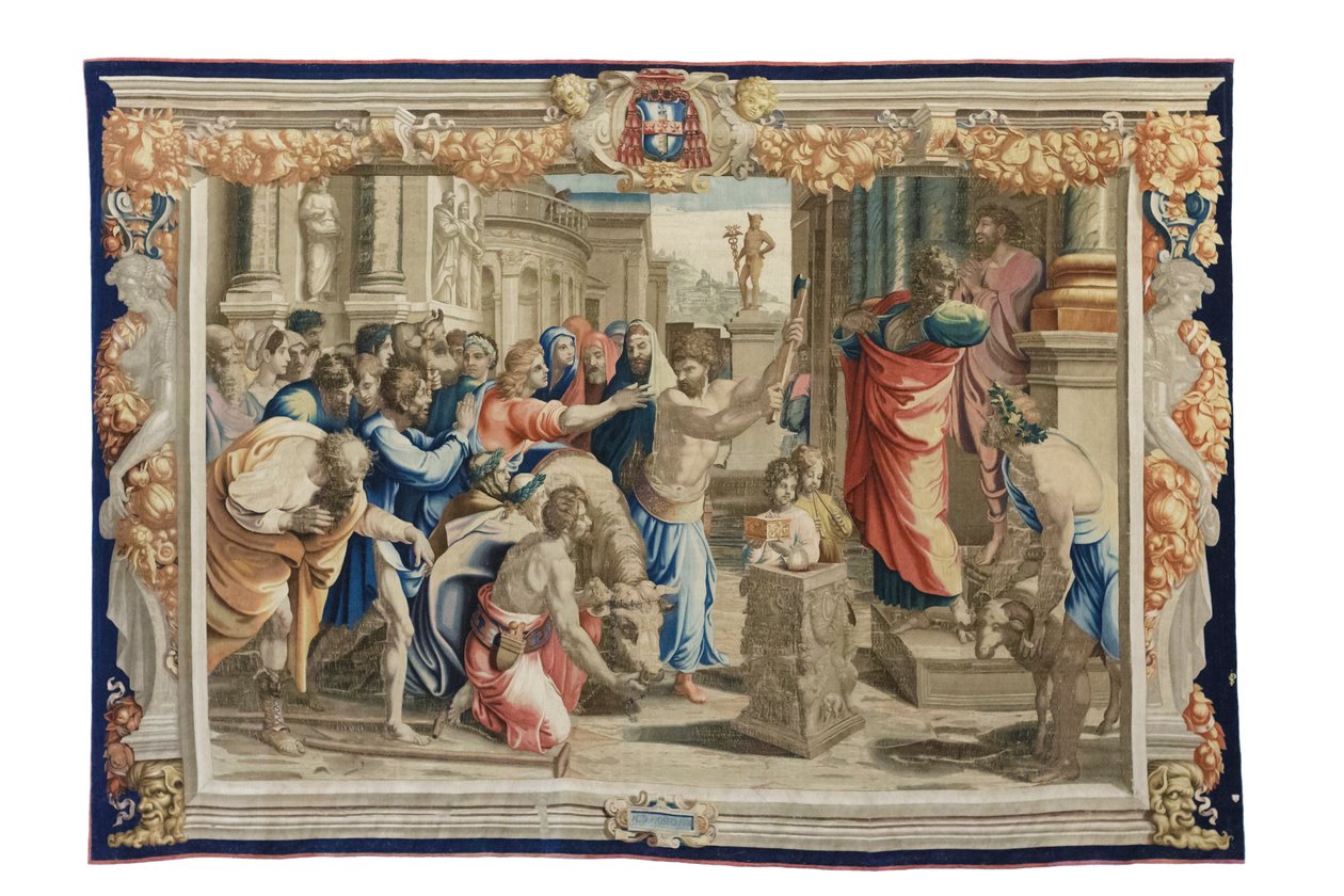 Ofiara Listri, ok. 1630 r. (gobelin na rycinach Rafaela) autorstwa Mortlake Tapestry Manufactory