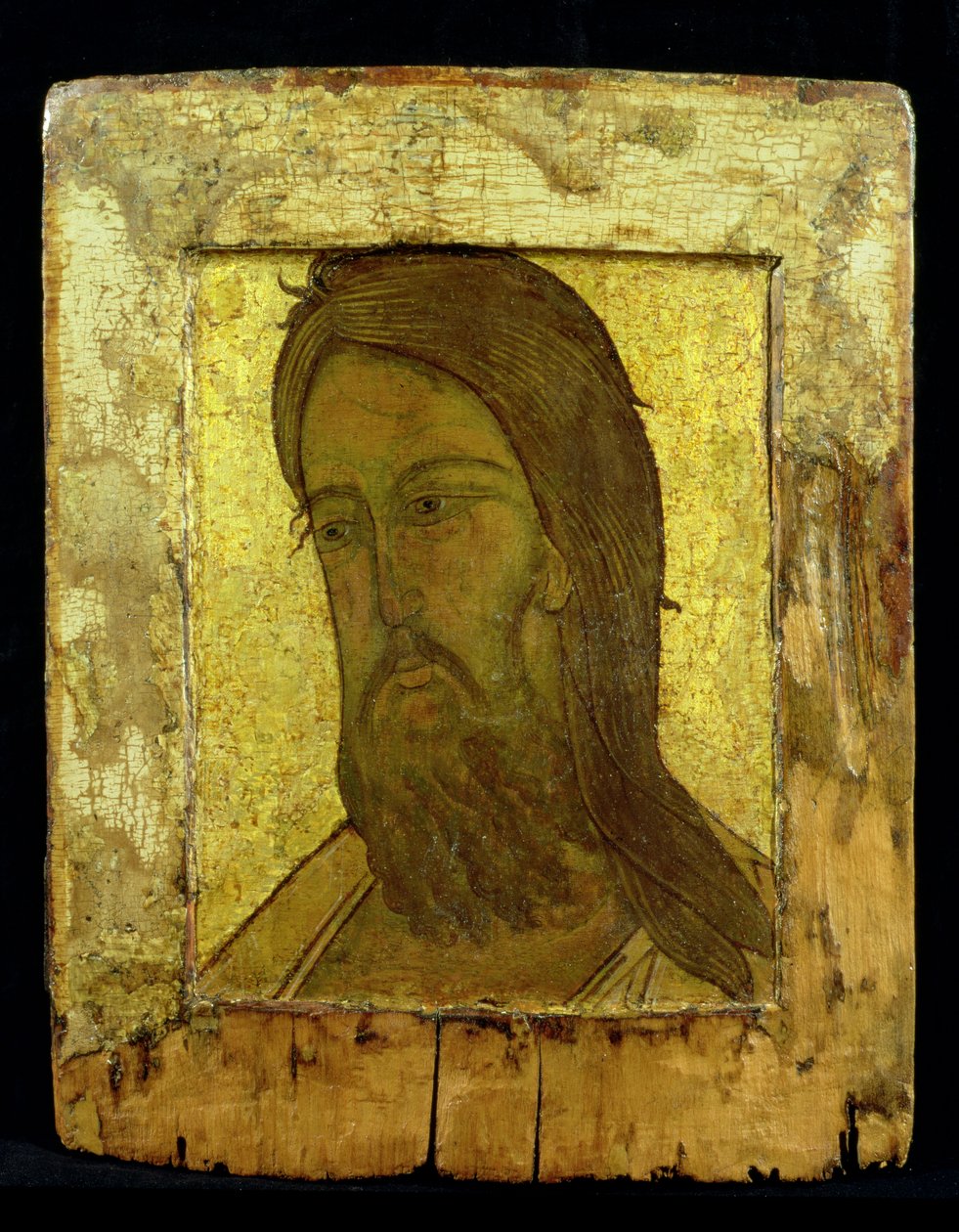 Ikona św. Jana Chrzciciela, ok. 1500 (złota listka i tempera na desce) autorstwa Moscow School