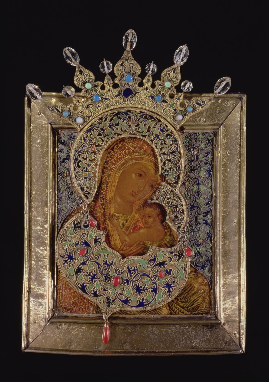 Ikona Matki Bożej Wspaniałej (srebro pozłacane i tempera na desce) autorstwa Moscow School