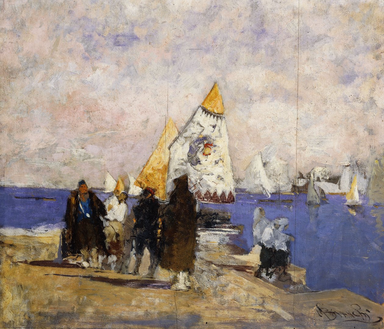 Na nabrzeżu Chioggia, autorstwa Mose Bianchi