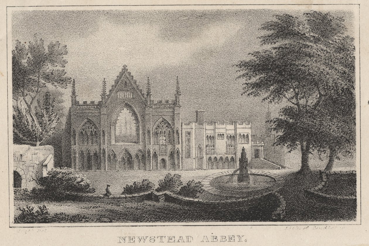 Opactwo Newstead, z The Atlantic Souvenir, 1828 autorstwa Moses Swett