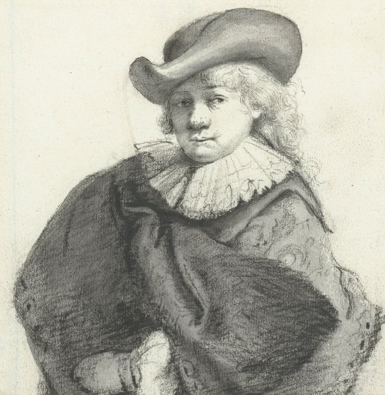 Portret Rembrandta, wg Rembrandta van Rijna, ok. 1660 autorstwa Moses Ter Borch