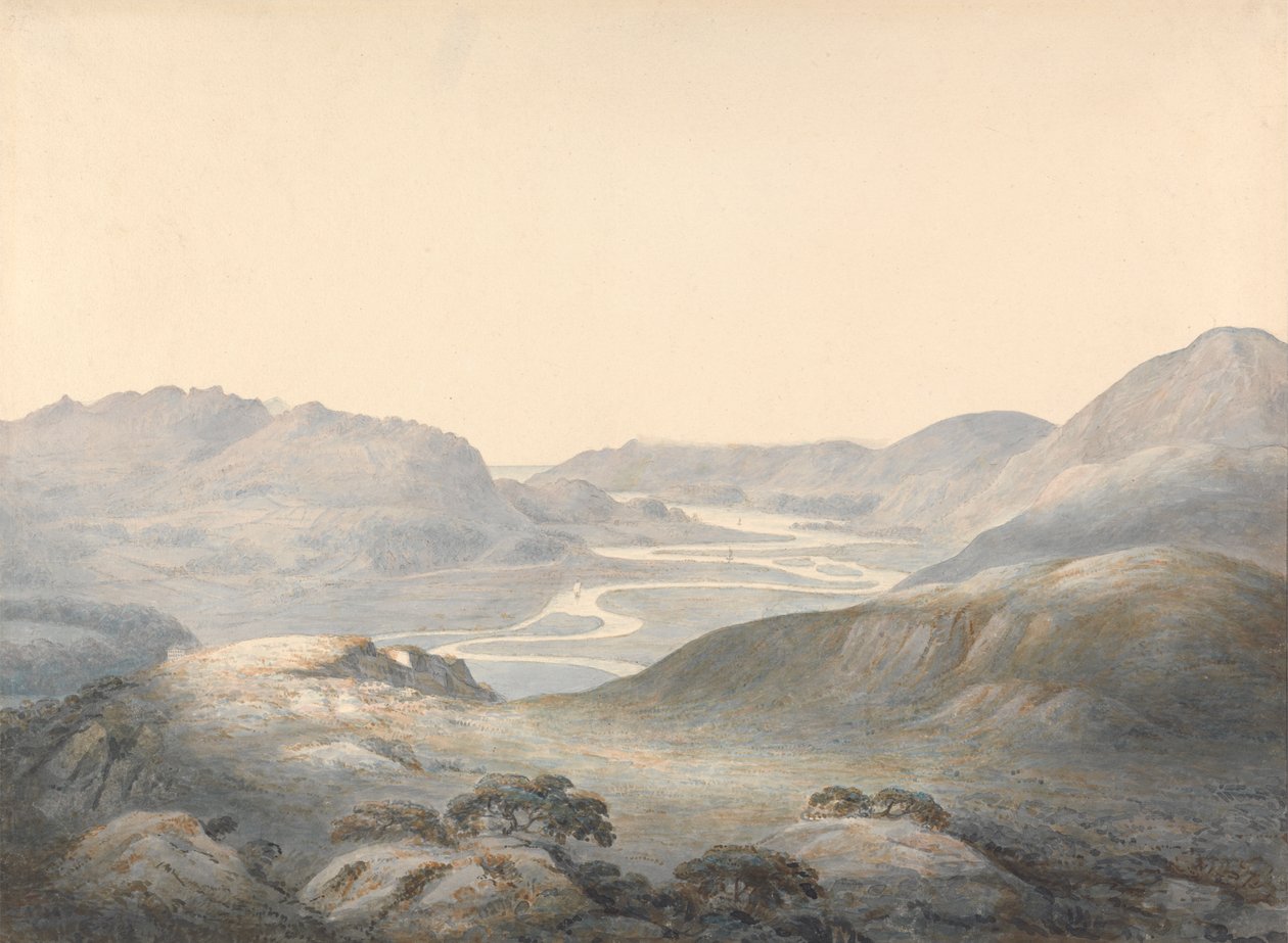 Barmouth Bay, połączenie rzek Mawddach i Gwinion autorstwa Moses Griffith