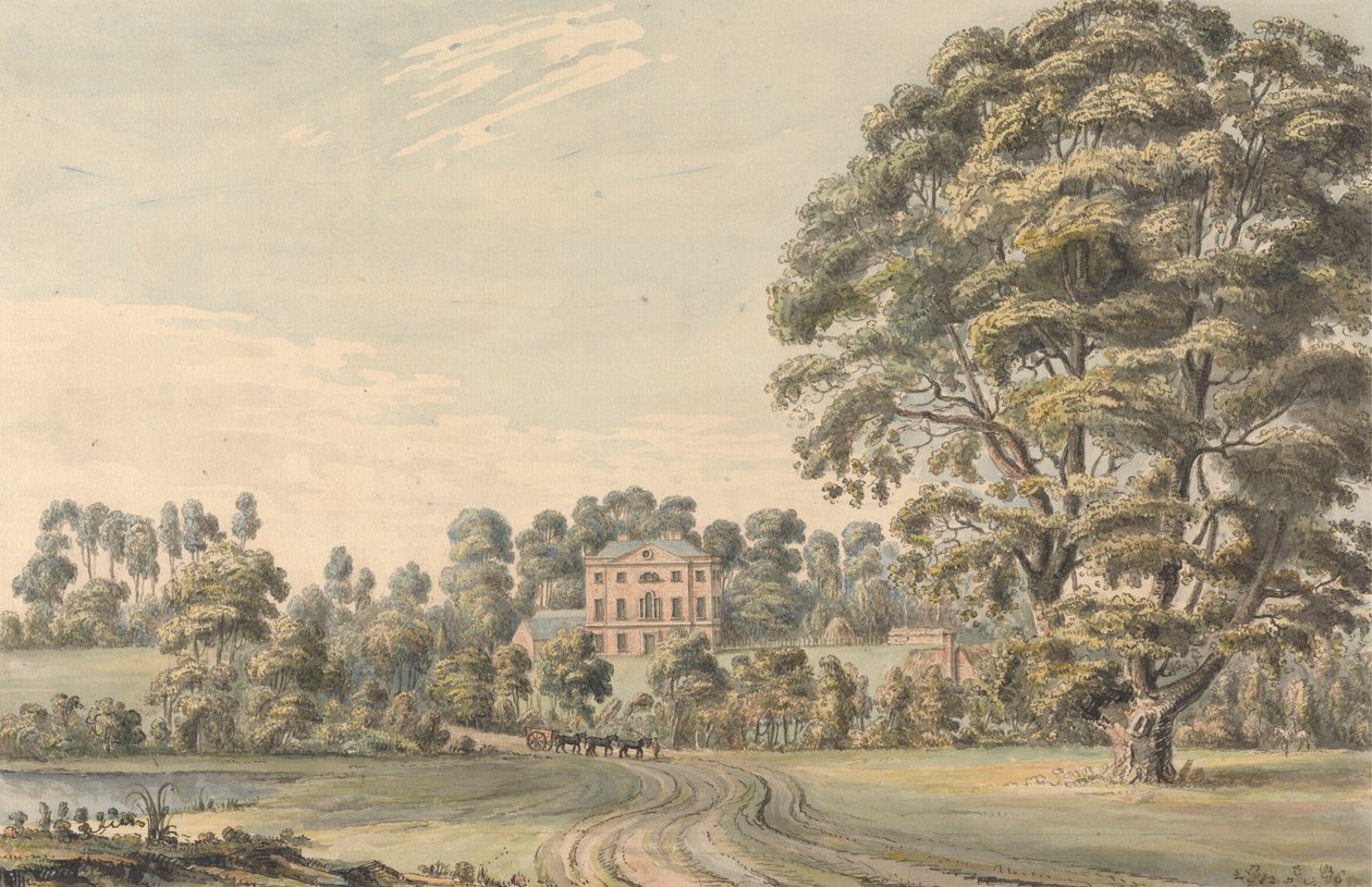Bevere House w pobliżu North Claines, Worcestershire autorstwa Moses Griffith