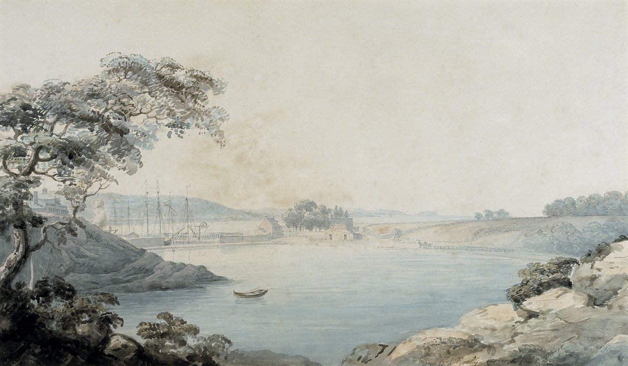 Port Penrhyn (akvarelli ja kynä paperille) kiillotusaine autorstwa Moses Griffith