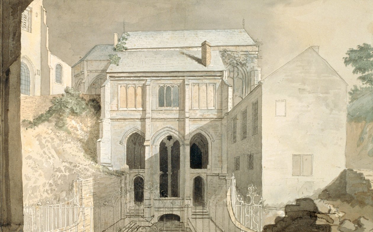 Studnia św. Winifreda, Holywell (akwarela, tusz i ołówek na papierze) autorstwa Moses Griffith