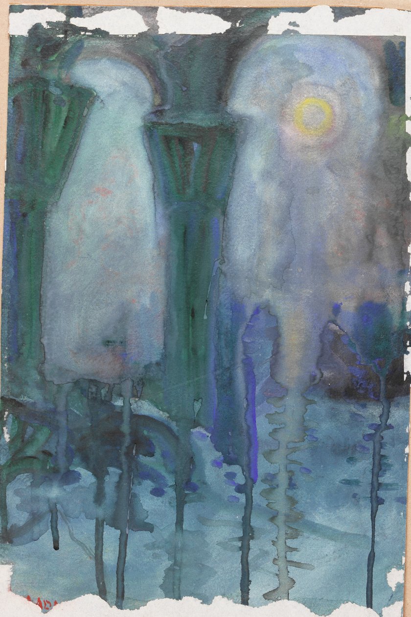 Reflexões Noturnas, Veneza (aquarela sobre papel) polonês autorstwa Moses J. Adams