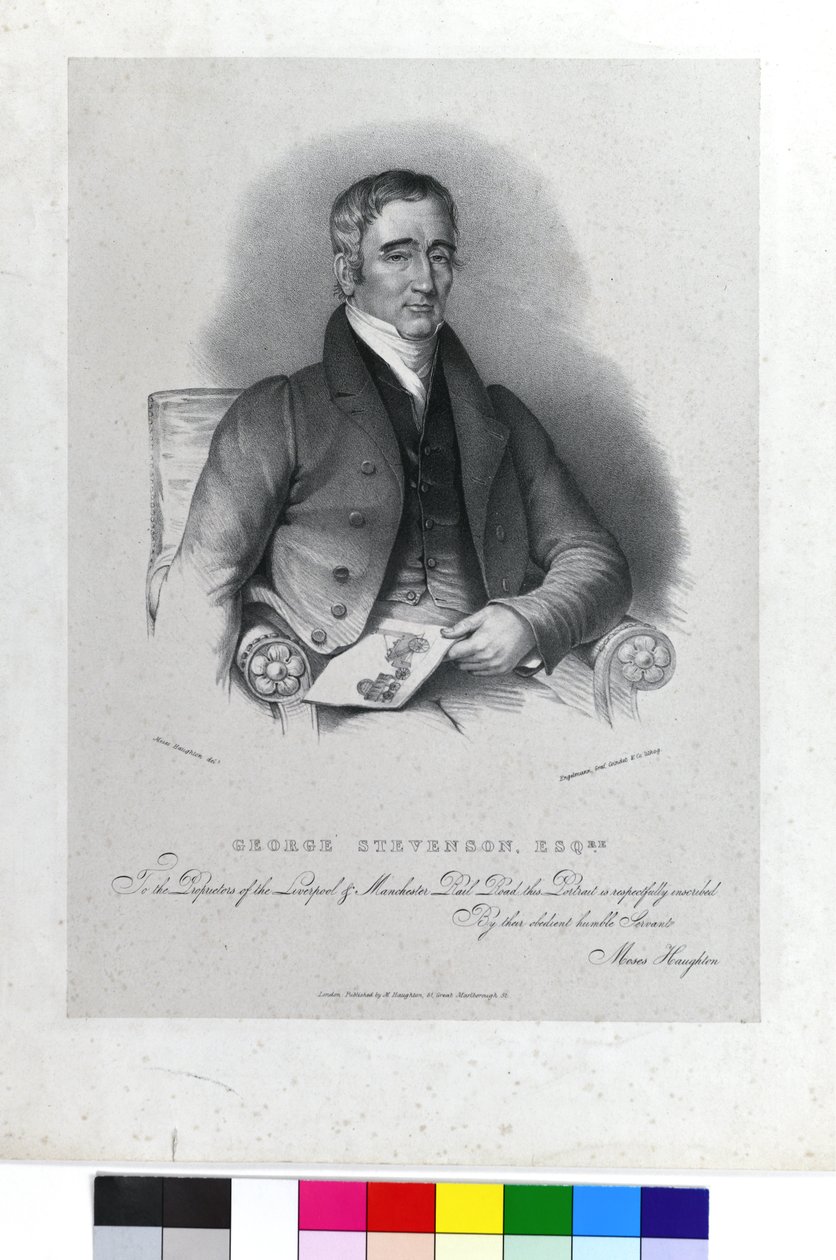 George Stephenson, Esqre, ok. 1830 r. (litografia na papierze) autorstwa Moses the Younger (after) Haughton