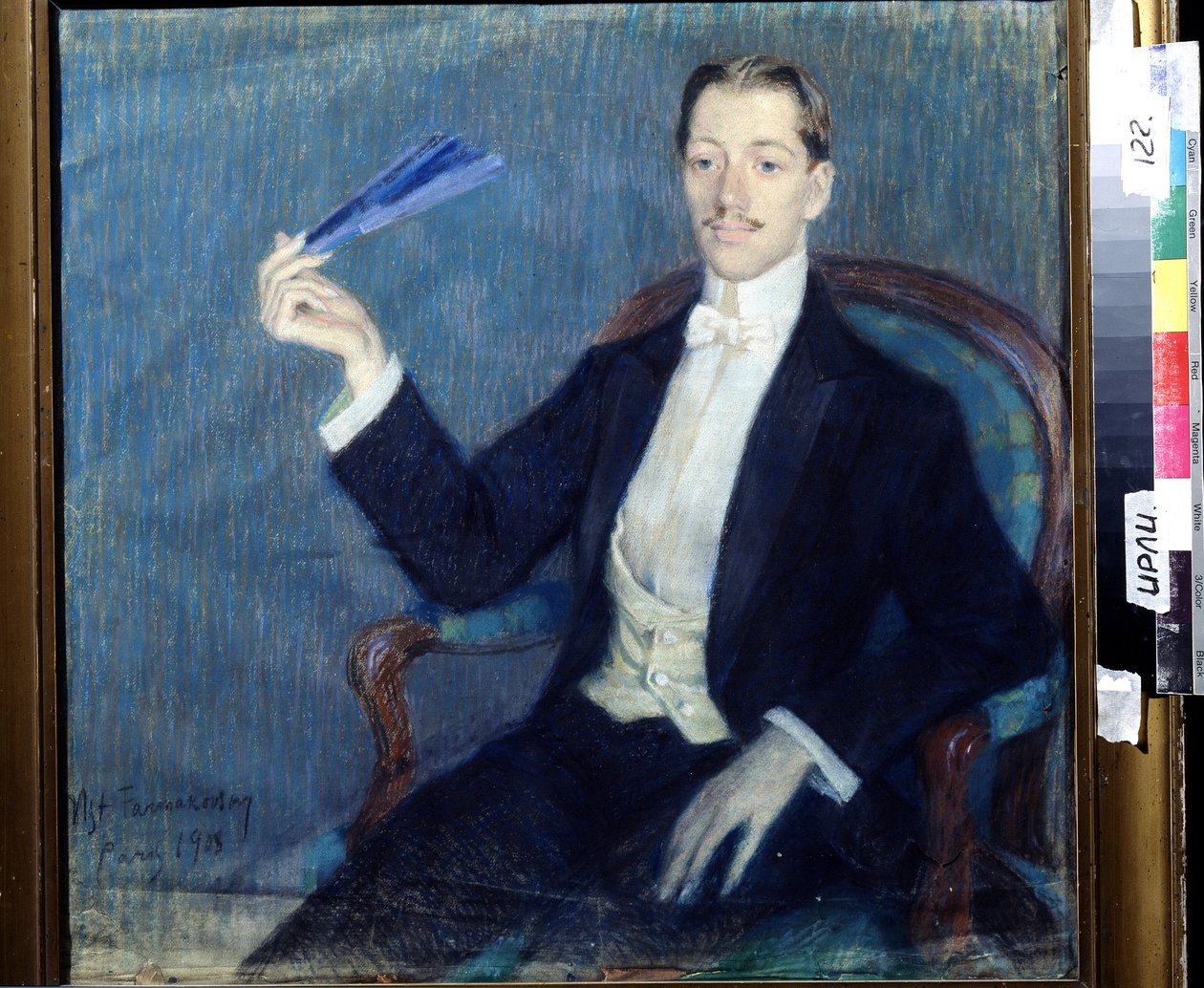 Portret poety Nikołaja Gumilowa (1886-1921). Praca Mścisława Władimirowicza Farmakowskiego (1873-1946), pastel na papierze autorstwa Mstislav Vladimirovich Farmakovsky