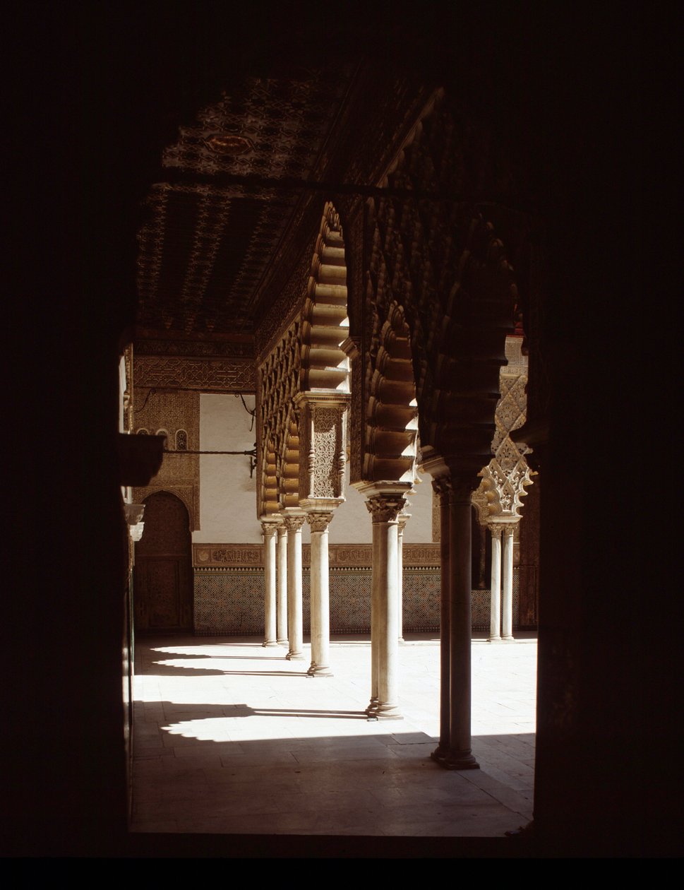 Art mudejar: widok na Dziedziniec Pań (Patio de las Doncellas) autorstwa Mudejar School