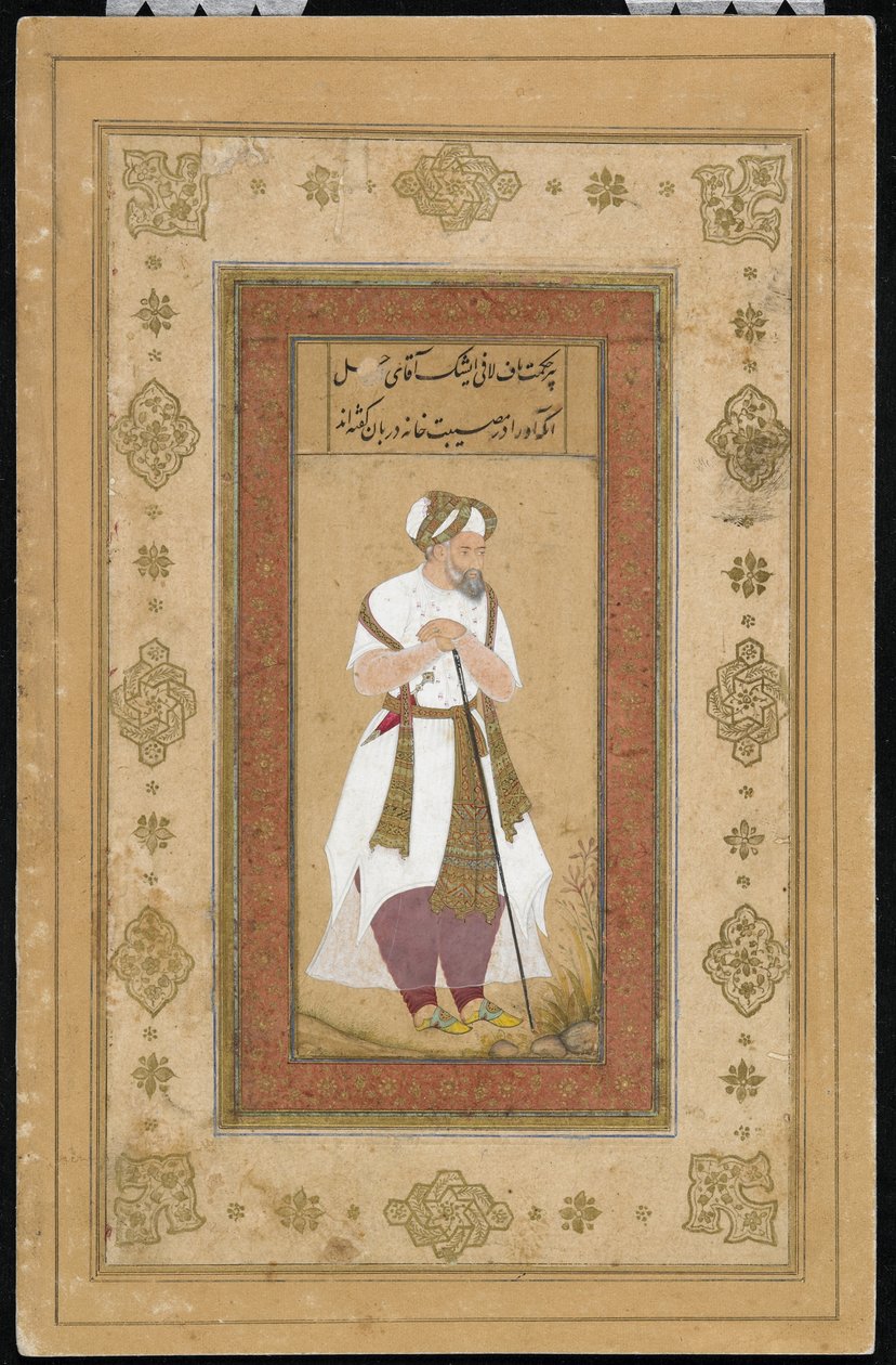 Wiekowy dworzanin z albumu Salima, folio rękopisu, ok. 1603 autorstwa Mughal School