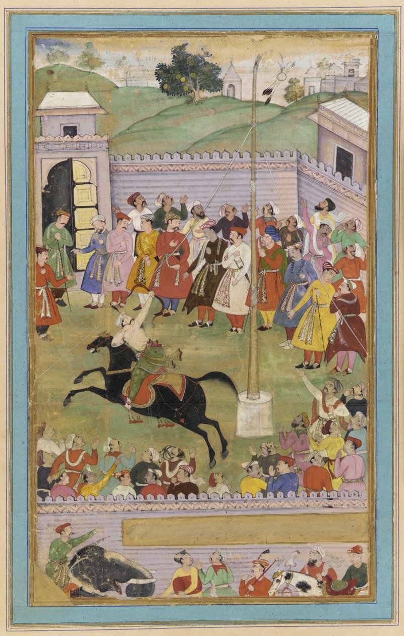 Konkurs łuczniczy, folio rękopisu, ok. 1600 autorstwa Mughal School