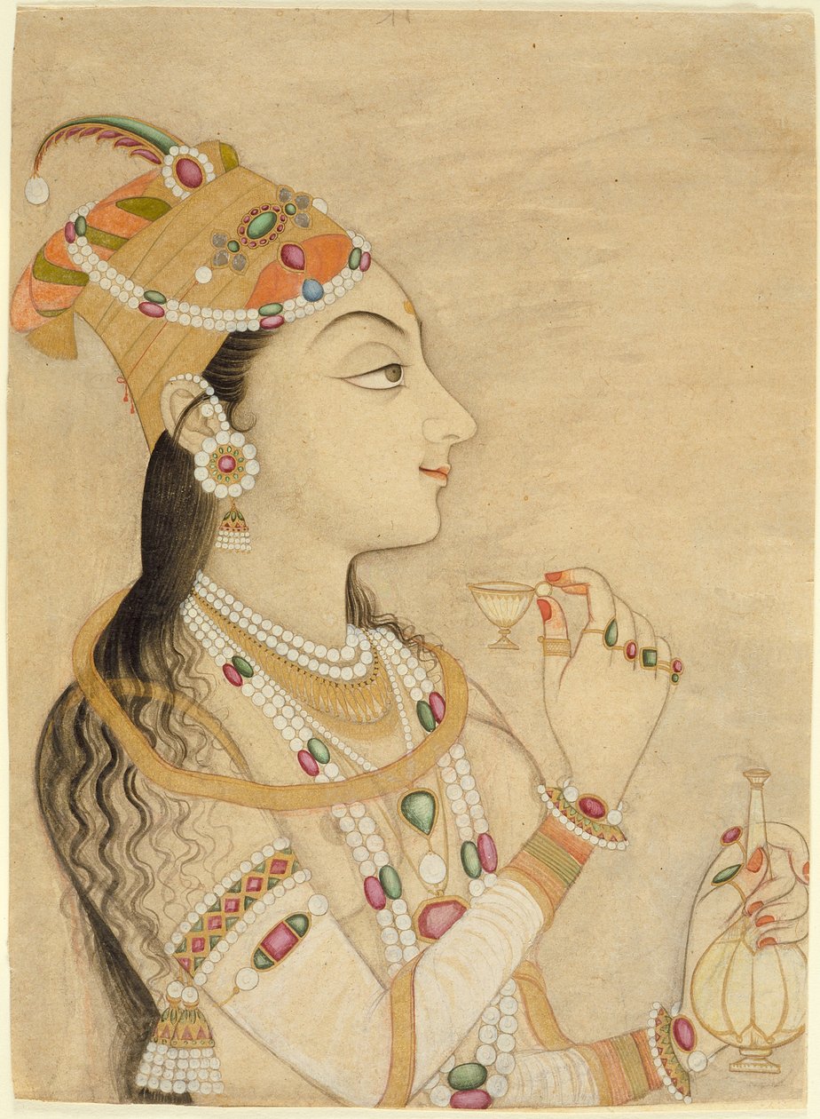 Wyidealizowany portret cesarzowej Mogołów Nur Jahan autorstwa Mughal School
