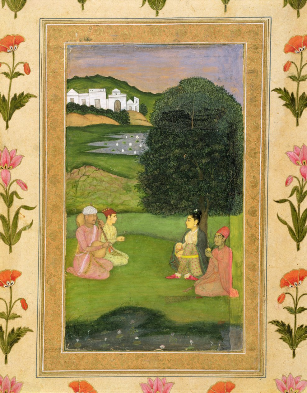 Pani i pomocnik słuchający muzyki o zachodzie słońca z albumu Small Clive autorstwa Mughal School