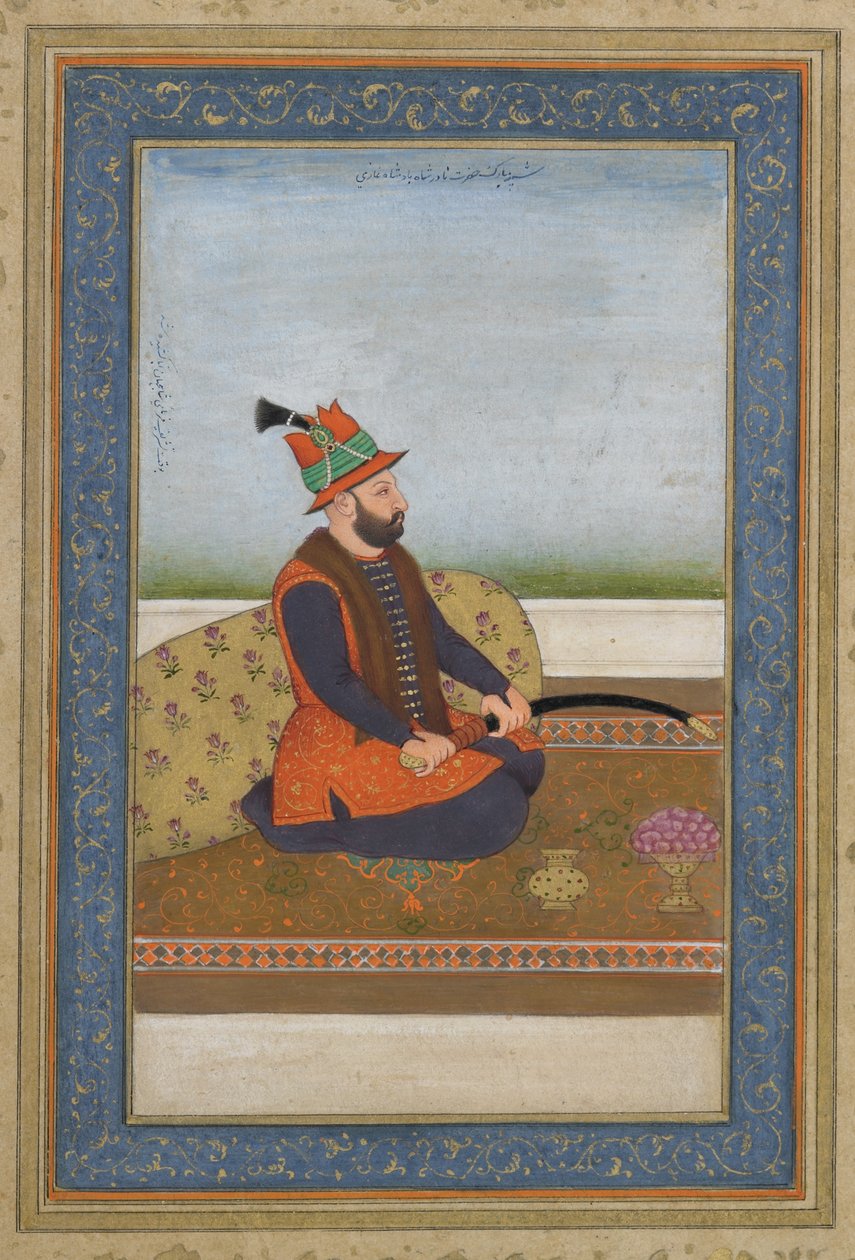 Nadir Shah z Iranu, oddzielne folio albumu, ok. 1900 autorstwa Mughal School