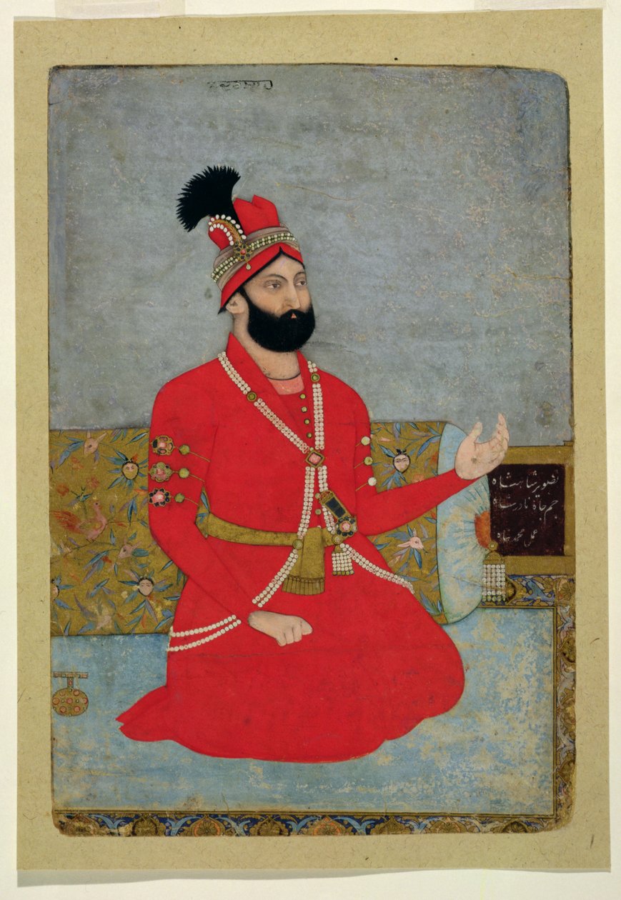 Portret Nadira Shah Afshara z Persji (1688-1747), 1700-25 (nieprzezroczyste wc na papierze) autorstwa Mughal School