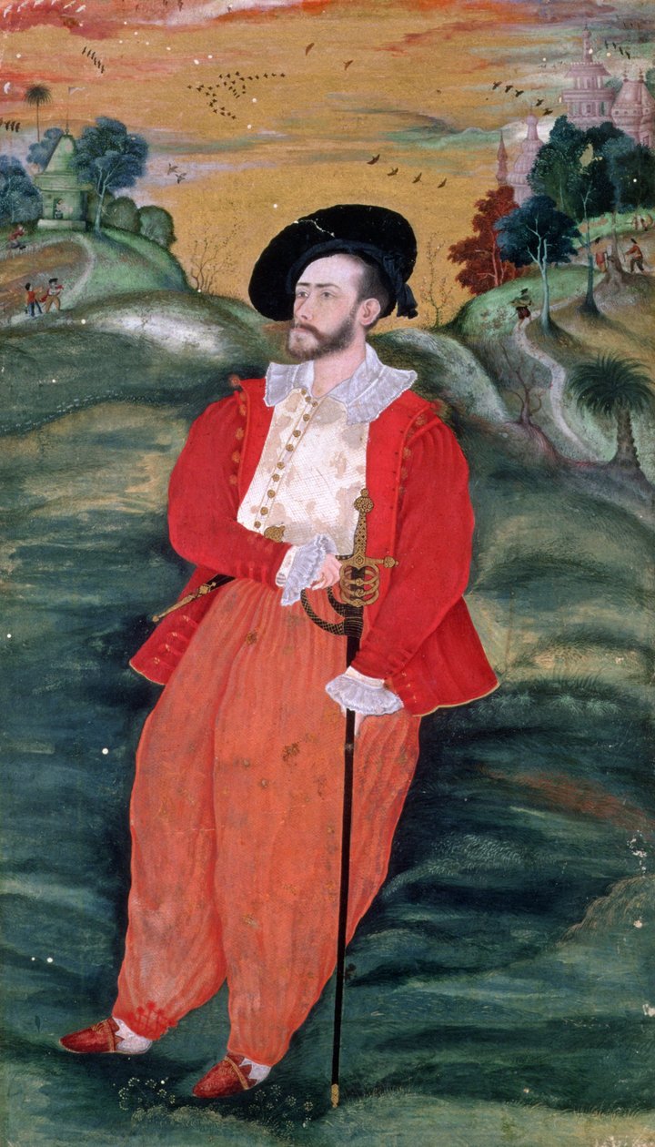 Portret żeglarza europejskiego, ok. 1590 autorstwa Mughal School