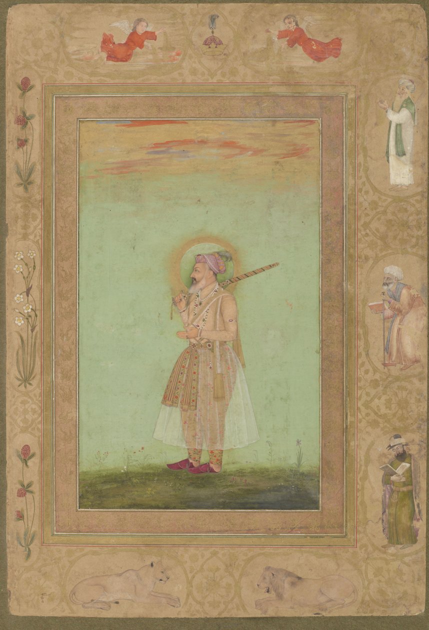 The Elderly Shahjahan, z ostatniego albumu Shahjahan, oderwane folio rękopisu, 1640-1660 autorstwa Mughal School