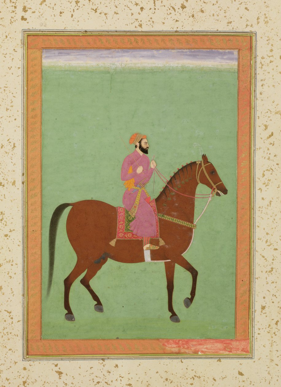 Amir Mogołów na koniu, ok. 1670-80, z albumu Large Clive autorstwa Mughal School