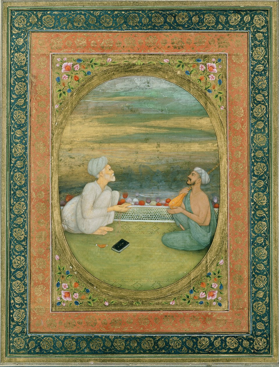 Mułła i muzyk, ok. 1640-1650 autorstwa Mughal School