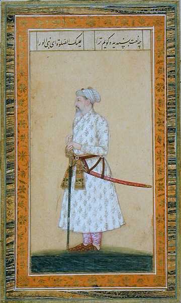 Książę w mieczu, z Małego Albumu Clive (nieprzezroczysta akwarela na papierze) autorstwa Mughal School