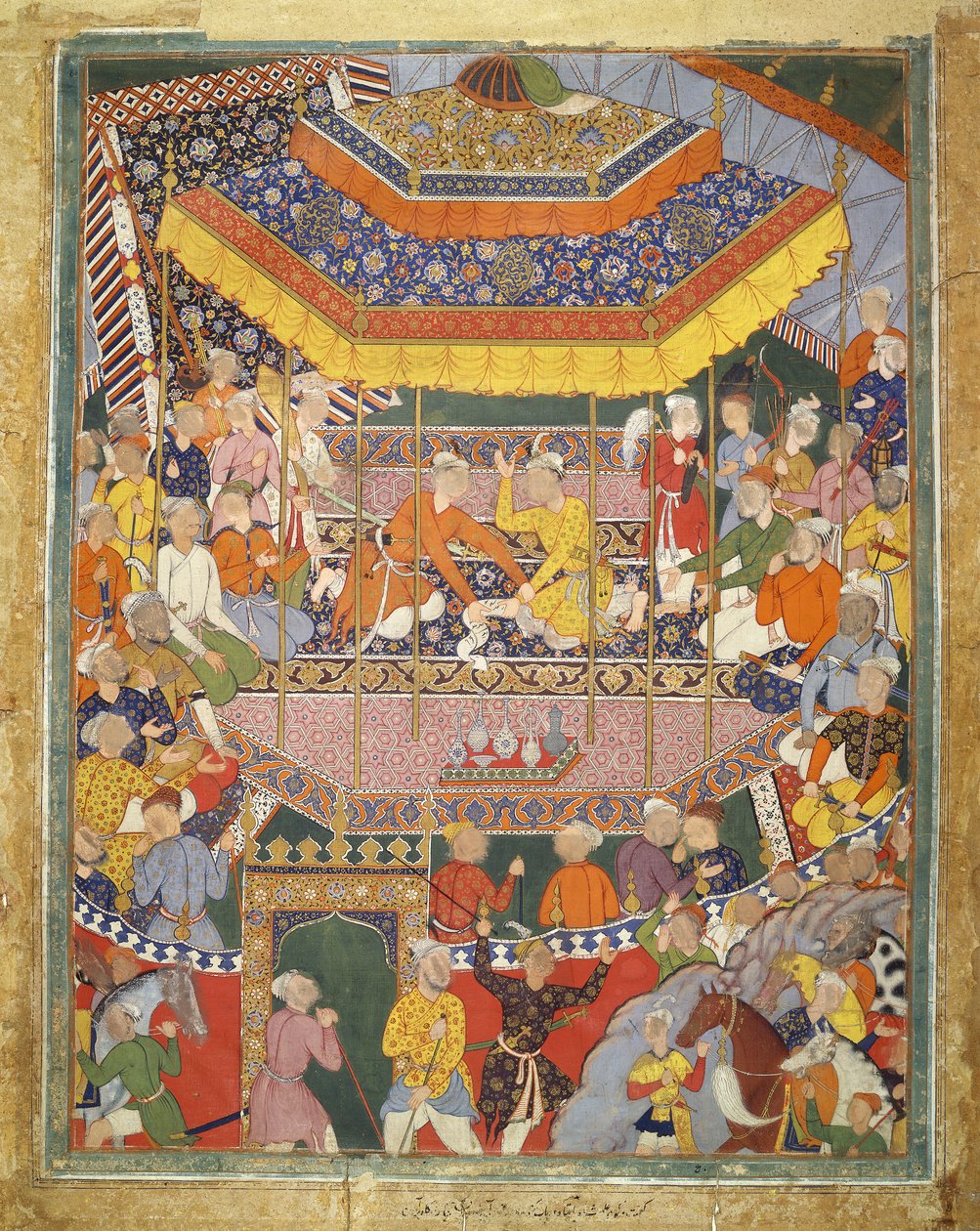 Alamshah rozmawia z Qubadem, ilustracja z Hamza Nama, ok. 1555-57 (kolor ciała na bawełnie) autorstwa Mughal School