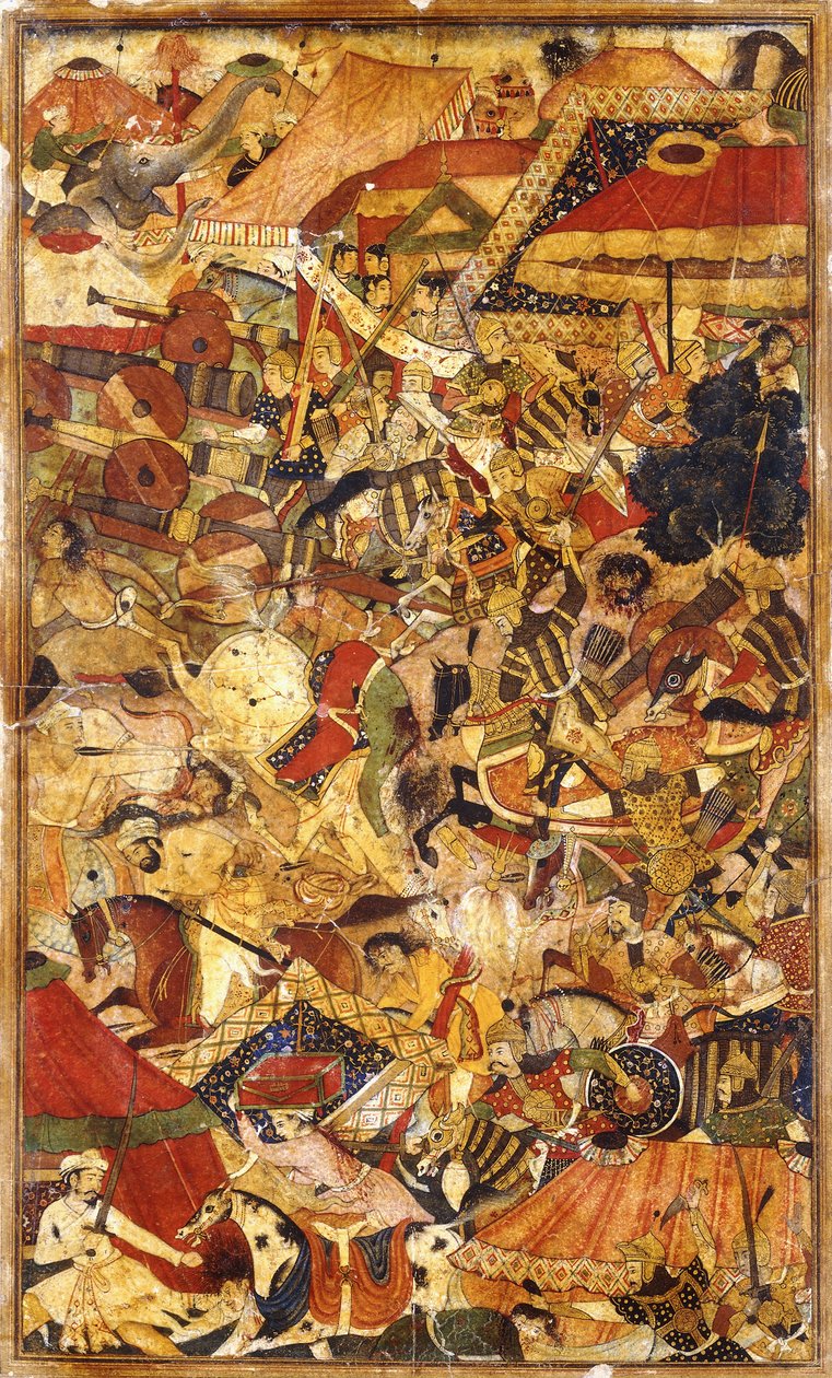 Scena bitewna, ok. godz. 1590 autorstwa Mughal School