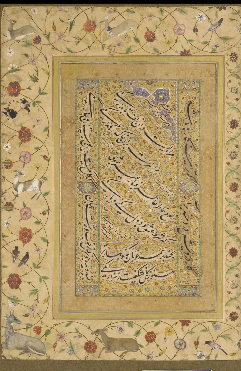 Kaligrafia z albumu późnego Shahjahan autorstwa Mughal School
