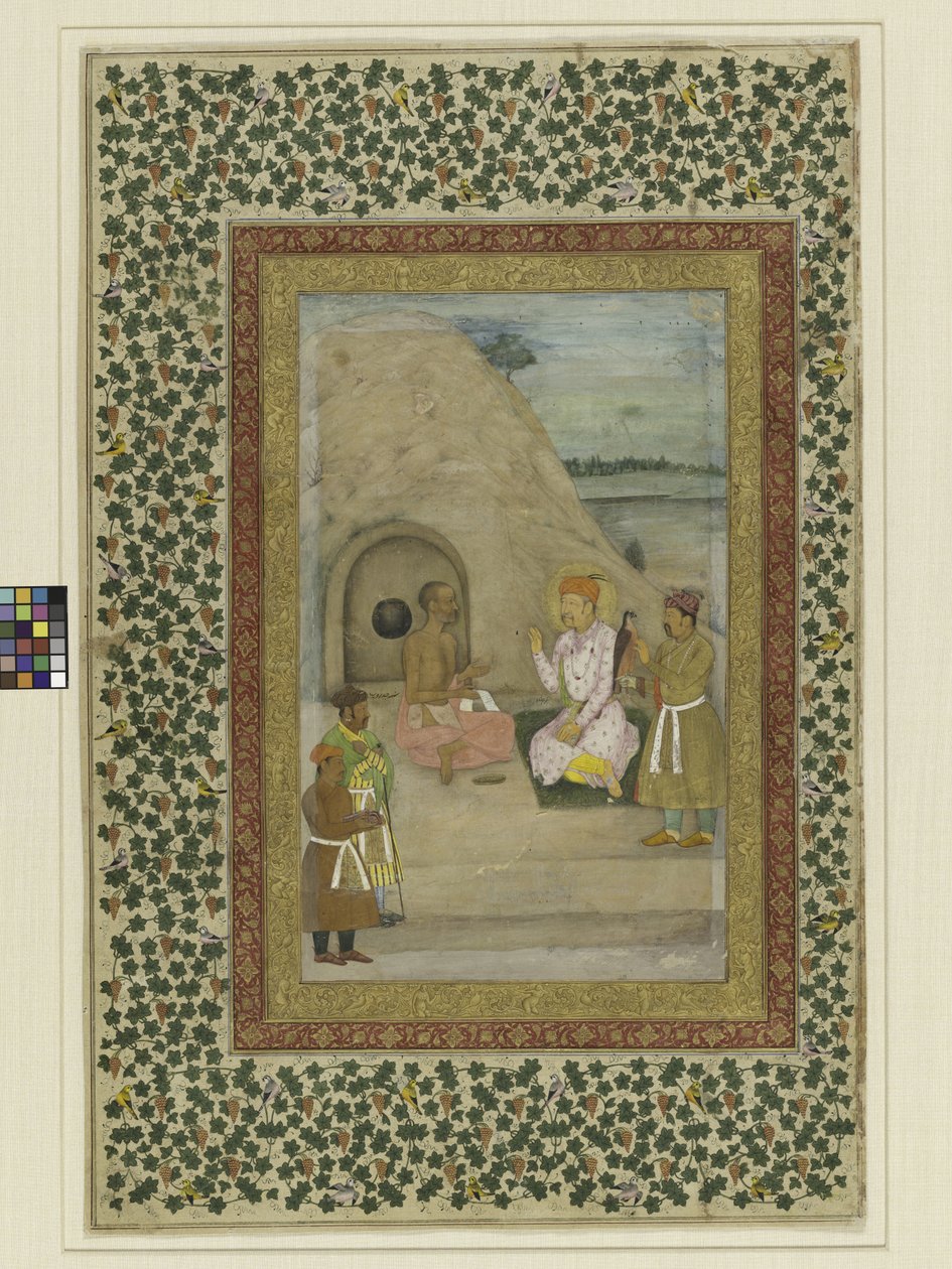 Cesarz Akbar i Gosain Jadrup, folio z Petersburga Muraqqa”, ok. 1625-30 autorstwa Mughal School