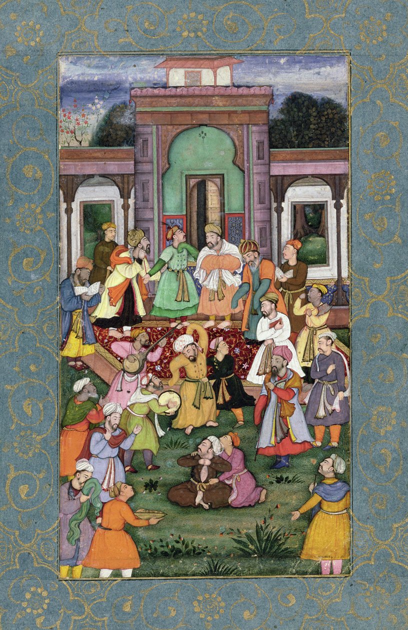 Grupa wirujących derwiszy, z dużego albumu Clive, ok. 1595 (wc nieprzezroczyste ze złotem na papierze) autorstwa Mughal School