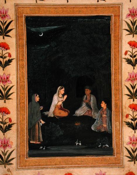 Dama odwiedzająca aśram nocą, z albumu Small Clive autorstwa Mughal School