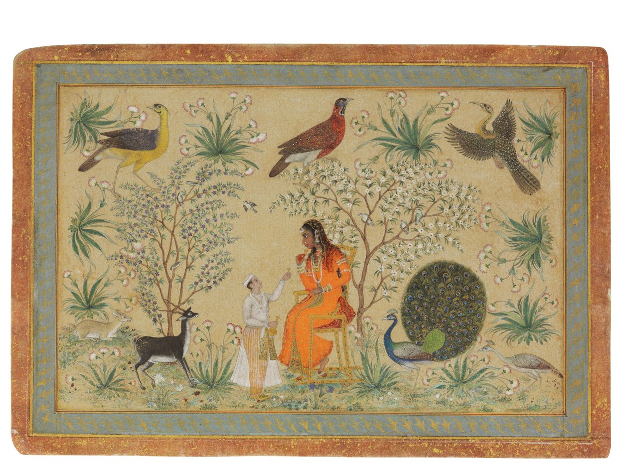 Szlachetna kobieta w ogrodzie, ok.1740 autorstwa Mughal School
