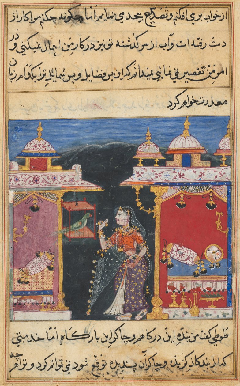 Strona z Opowieści papugi autorstwa Mughal School