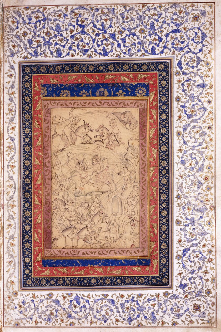 Rustem Killing Arjang Div, c.1630 autorstwa Mughal School