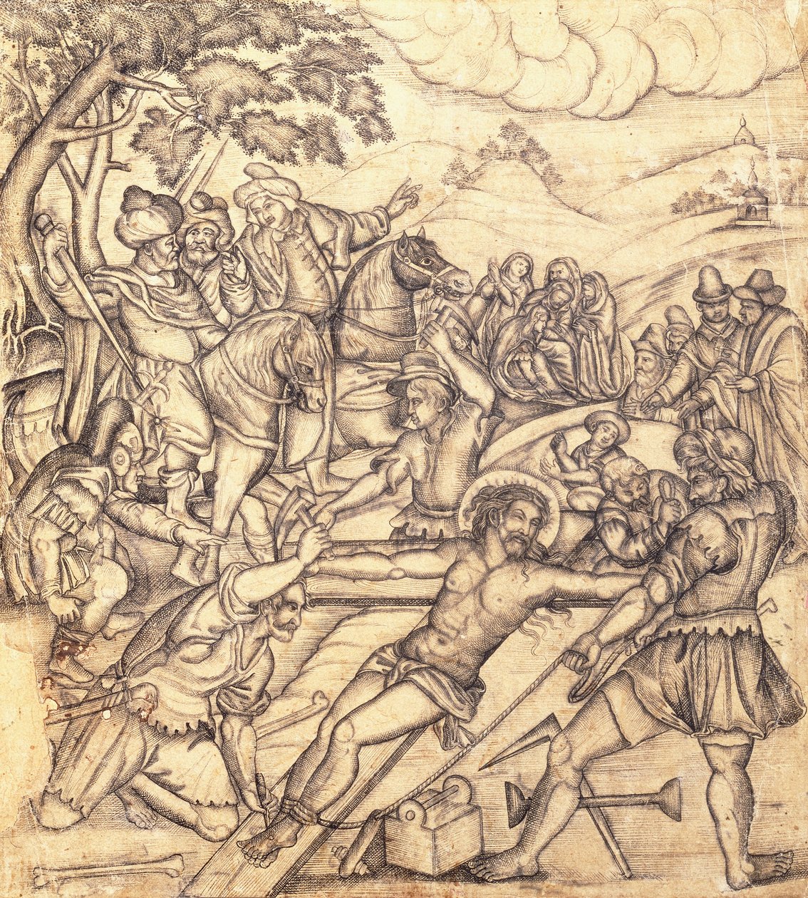 Ukrzyżowanie, ok.1650 autorstwa Mughal School