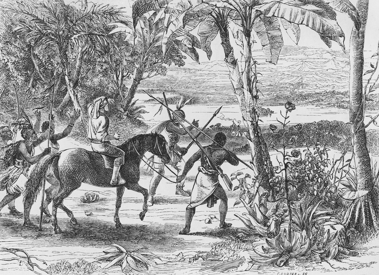 Z nieskończoną przyjemnością ujrzałem wielki cel mojej misji, - długo poszukiwany majestatyczny Niger, lśniący w porannym słońcu, 1860 autorstwa Mungo Park