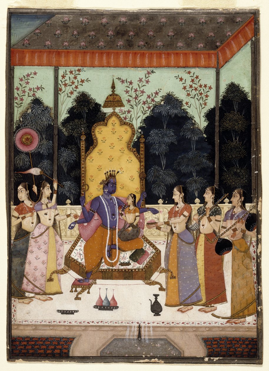 Vaikuntha Darshana, ok. 1710-15 (toaleta, złoto i srebro na papierze) autorstwa Murad and Lupha Murad and Lupha
