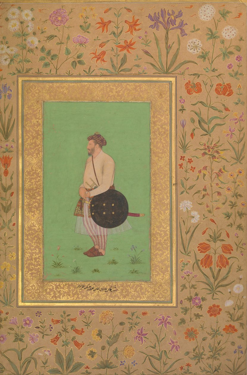 Portret Khana podczas Bahadur Nusrat Jung, Folio z albumu Shah Jahan, Verso: Ka. 1640. autorstwa Murad