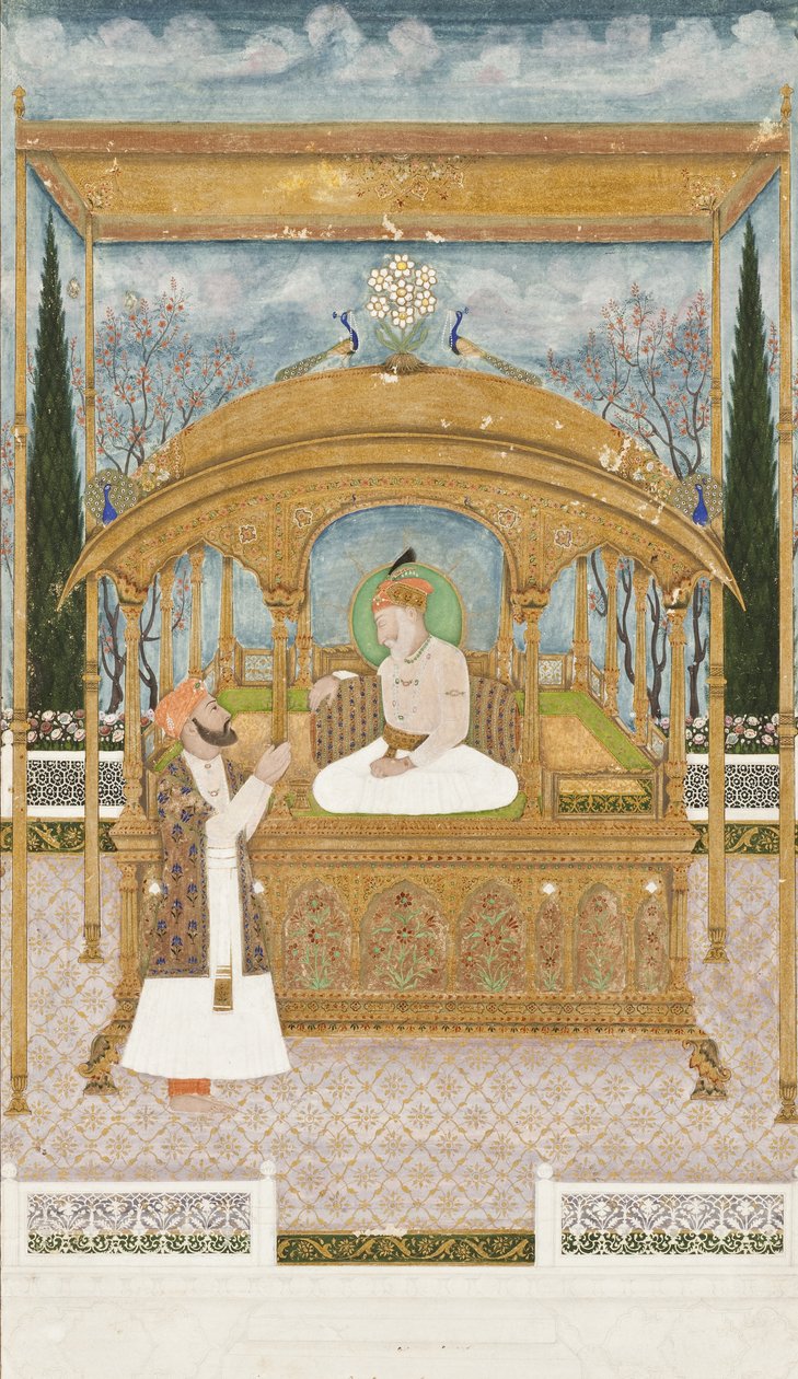 Cesarz Szach Alam II na pawim tronie, 1801 autorstwa Musawir Khairullah