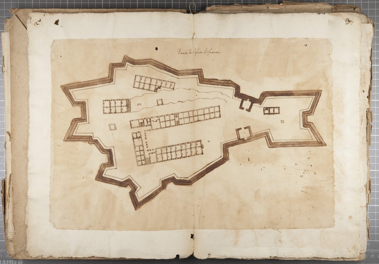 Portfolio rysunków Mutio Oddi z Urbino i innych - Port Fuentes, ok. 1635-40 (pióro i atrament na papierze w oprawie) autorstwa Muzio Oddi
