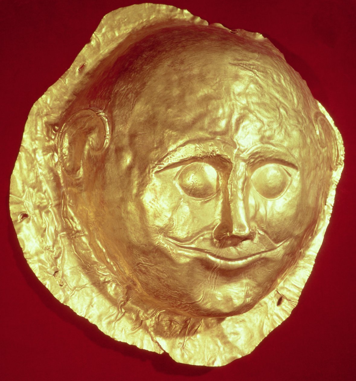 Maska pośmiertna z Grave IV of Grave Circle A, Mykeny, c.1580-1550 pne (złoto) autorstwa Mycenaean