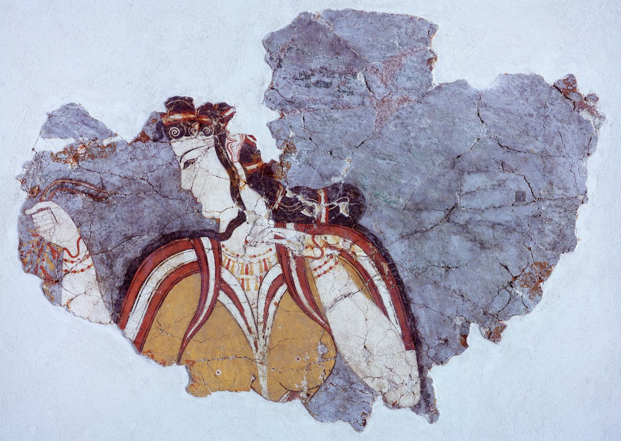 Pani dworu, fresk z Pałacu Mykeńskiego (Grecja), Cywilizacja mykeńska autorstwa Mycenaean