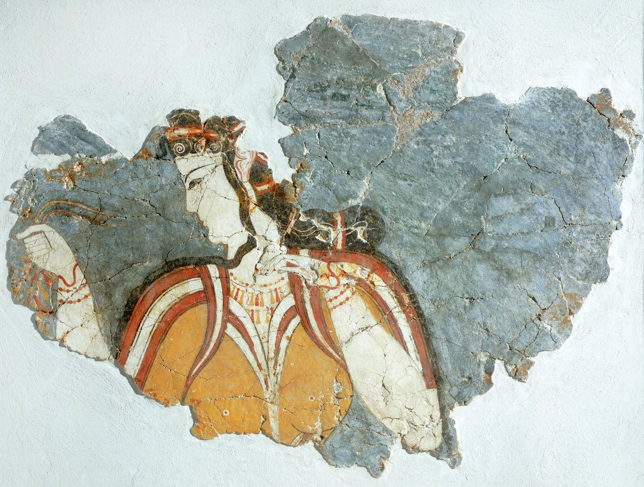 Pani dworu, fresk z Pałacu Mykeńskiego, Grecja, cywilizacja mykeńska autorstwa Mycenaean