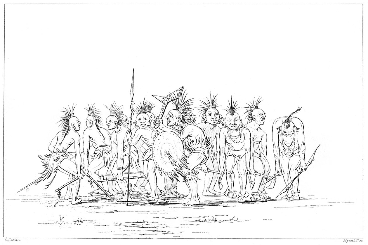 Taniec błagania, Sac and Fox, Rock Island, Upper Mississippi, 1841. autorstwa Myers and Co