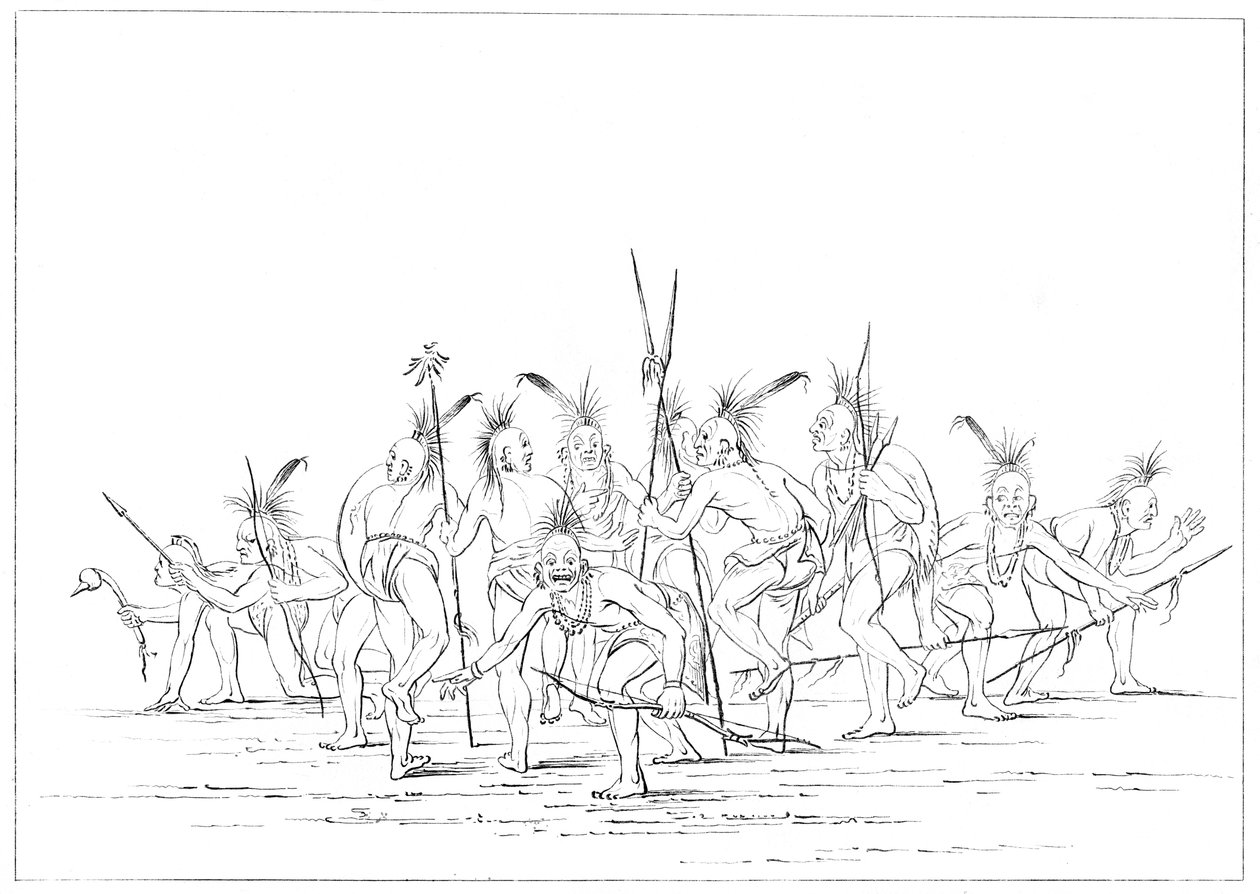 Taniec odkrywczy, Sac and Fox, Rock Island, Upper Mississippi, 1841. autorstwa Myers and Co