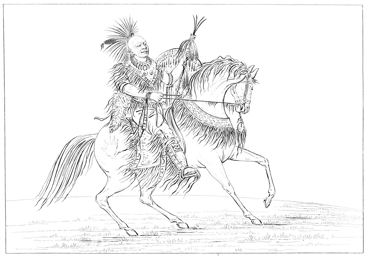 Keokuk na koniu, Rock Island, Upper Mississippi, 1841. autorstwa Myers and Co